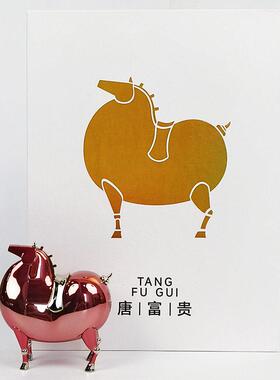 唐富贵金属唐马摆件家居客厅办公室装饰工艺品高档礼品风水镇宅