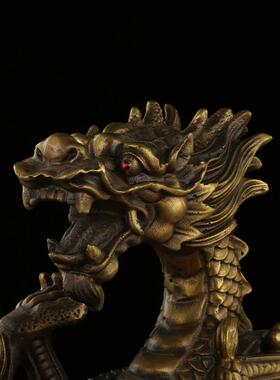 铜龙双龙聚宝208摆件铜聚龙宝年盆生肖龙摆龙件