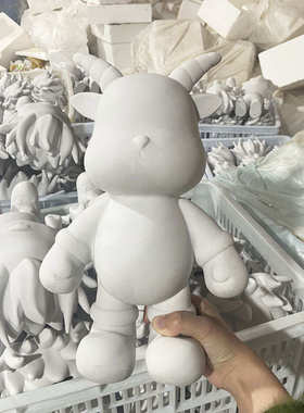 厂家直销2024精致动物摆件跳跳虎白胚流体创意DIY客厅装饰摆件