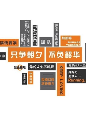 企业文化墙网红办公室墙面布置公司团队激励志标语背景墙装饰贴画