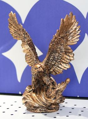 复古美式老鹰艺术鹰品展翅立体雄工艺摆件玄关公办室酒柜软ZTA装