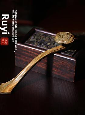 天然绿色檀香玉檀香雕刻一切顺利处理件玩中国好运小装饰品桌面工