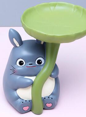 新款直销可爱龙猫树叶托盘收纳盒创意树脂摆件儿童节礼物送男孩女