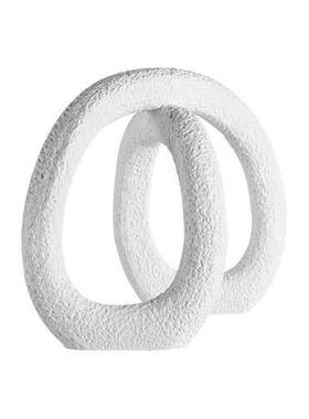 现代极简创意黑白色环形样板房间售楼处大堂抽象展厅软装饰品摆件