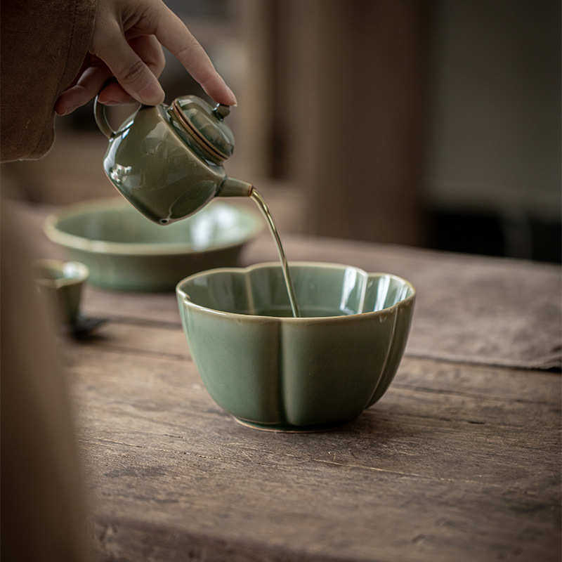 墨己 越窑青瓷花瓣建水 耀州窑花型水盂废水缸茶道配件茶洗烟灰缸,淘宝优惠券,粉丝福利购,淘宝优惠卷