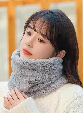 围脖女款2025新款冬季珊瑚绒保暖围巾加绒加厚户外骑行护颈脖套男