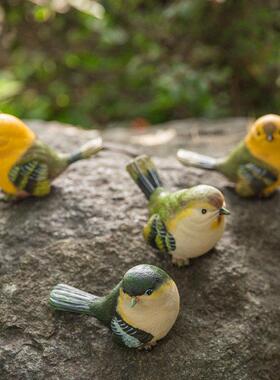 园林装饰庭院别墅阳台园艺可爱的人造鸟树脂动物装饰品工艺品假鸟