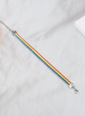 跨境网红款新品七彩短款友谊手链日韩彩虹织带现货厂家直供