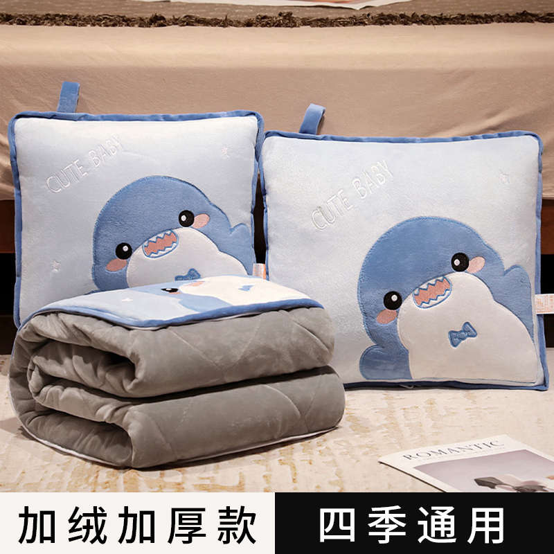 抱枕被子两用冬天加厚办公室午睡毛毯子二合一车载午休睡觉枕头被 - 图2