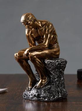 创意人物雕塑思考者沉思者摆件客厅书房样板房办公室装饰品小摆设