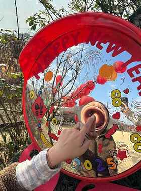 彩绘凹凸镜diy哈哈镜拍照小道具店铺室内客厅装饰转角镜创意礼物