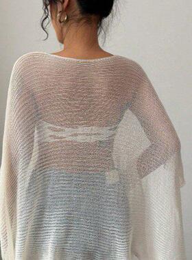 Women Chic Loose Fit Knit Poncho Shawl Tops Thin