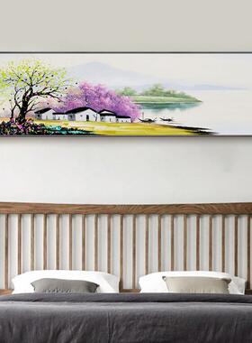 江南水乡装饰画新中式卧室床头挂画客厅办公室山水画茶室民宿壁画