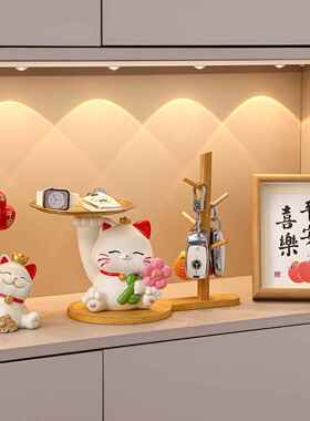 财猫入钥匙收纳玄关件家居饰品客摆厅托BJZH171盘置户物架乔迁新