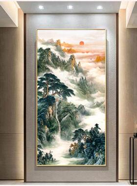 泰山日出东方挂画 画玄关办公室东墙有山无水靠山图旭日东升装饰