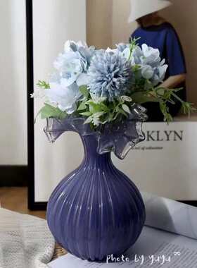 中古芬顿舞蹈裙摆装饰花器客厅餐桌摆件干花插花高级复古玻璃花瓶