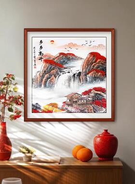 泰山雄姿日出东方挂画有山无水靠山装饰画入户门正对玄关画风景画