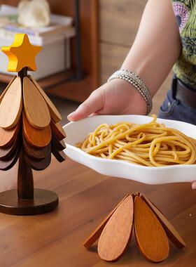 贝汉美耶诞树实木隔热垫桌垫防烫耐高温创意锅垫餐柜摆件装饰品