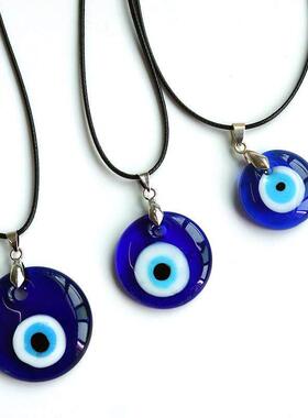 sh Blue Eye Choker Glass Eye Leather Rope Chain Jewelry Gift