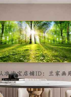 正品客厅沙发墙花风树饰画鸟绿色大树晶瓷画阳装光树林森林景麋鹿