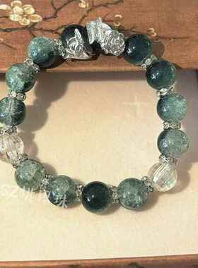 2026【花系银河】渐变绿色手串碎花琉璃串珠精致ins风闺蜜款森系