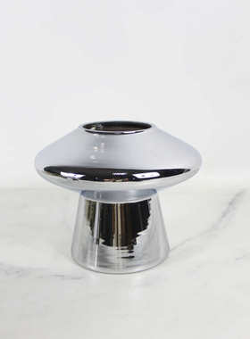 现代创意电镀银色蘑菇玻璃花瓶摆件客厅茶几玄关餐桌插花器装饰品