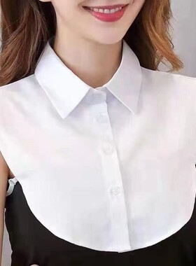 假领子衬衫女红色格子百搭衬衣内搭时尚潮流男通用假领