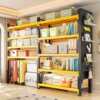 Use perforated board shelves to store five 704 gold tool storage display racks in the garage and basement.
