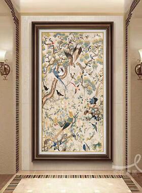 苹果树美式入口装饰画欧式法式覆古走廊过道挂画花鸟植物壁画