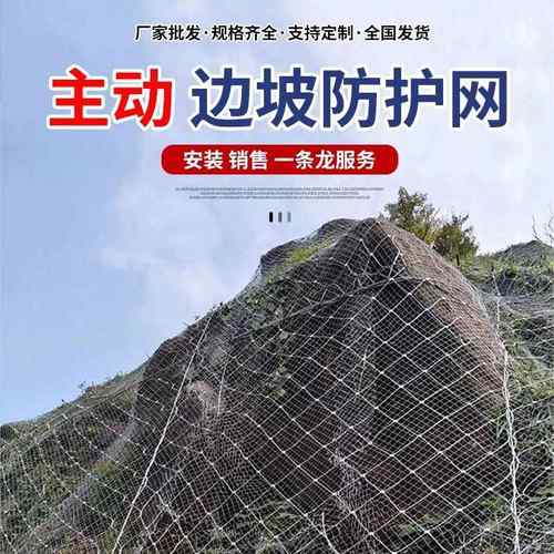 边坡防护网主动s截ns性钢丝绳柔sns网山体护坡动固土被落石拦绞索 - 图0