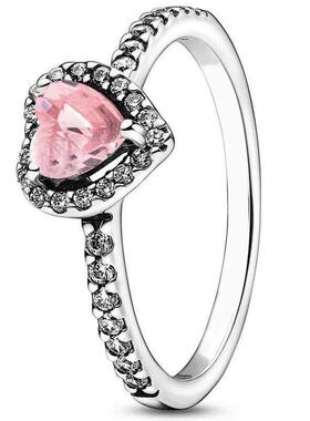 Authentic 925 Sterling Silver Elevated Heart Earring Ring Ne