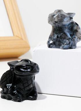 天然水晶无牙仔雕刻件水晶半宝石动物矿石标本儿童礼物摆件