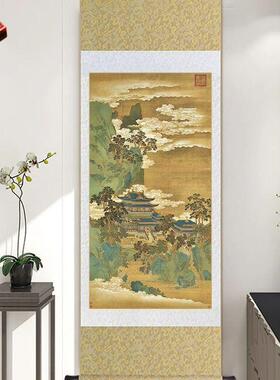 2020名家室仙山楼阁图画新中式客厅装饰山卷轴挂画办公书房茶室壁