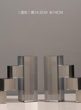 新款公奢磨砂水晶书挡样板房创意摆件客轻厅酒柜家居装饰办书室书