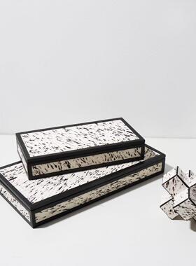 现代轻奢实木天然马毛装饰首饰盒样板间售楼处卧室衣帽间桌面装饰