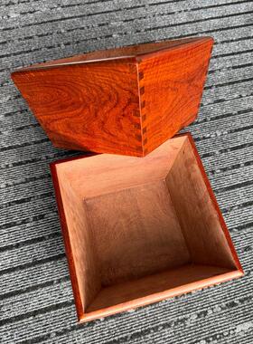 红木摆件老式缅甸花梨米斗米升精致实木米斗收纳大果紫檀榫卯结构