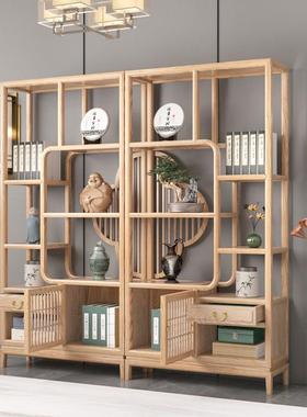 新中式全实木博古架白蜡木免漆客厅隔断多宝阁简约置物架