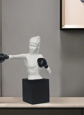 北欧人术物雕像树脂摆件厅客拳击人电视柜高级感艺办品样板房公室