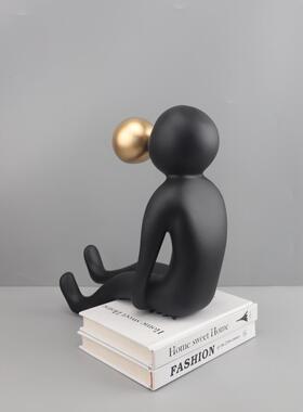 欧式无障碍奢华吹泡泡卡通人物雕塑树脂饰品客厅卧室入口样板房艺