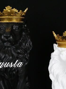 简约客厅电视柜公室狮子售楼处展厅酒店别墅玄关柜摆件软装饰品