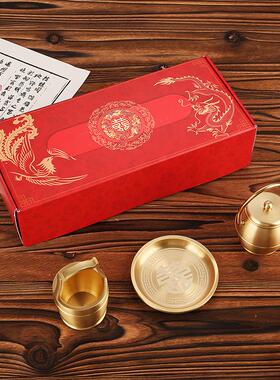 黄铜一桶金摆件水桶婚庆三件套饰品办公室桌面客厅中式家居聚宝盆