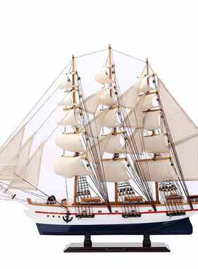 实木大号帆船模型工艺品摆件客厅摆设结婚礼物开业一帆风顺装饰品