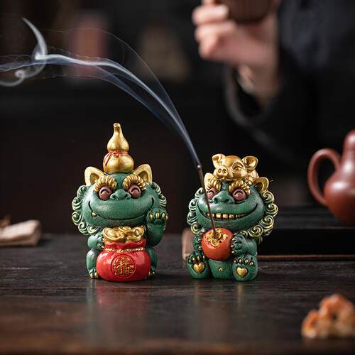 国潮风狮爷招财纳福摆件创意称心如意狮子家居办公室茶桌装饰品 - 图0