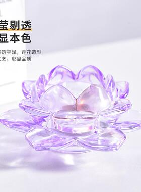 厂家玻璃彩色莲花烛台玻璃烛台蜡台透明玻璃烛台家用皇冠