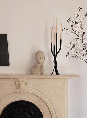 法式中古风台CQP多头金树属摆烛台圣诞蜡烛烛氛围感装饰件枝造型