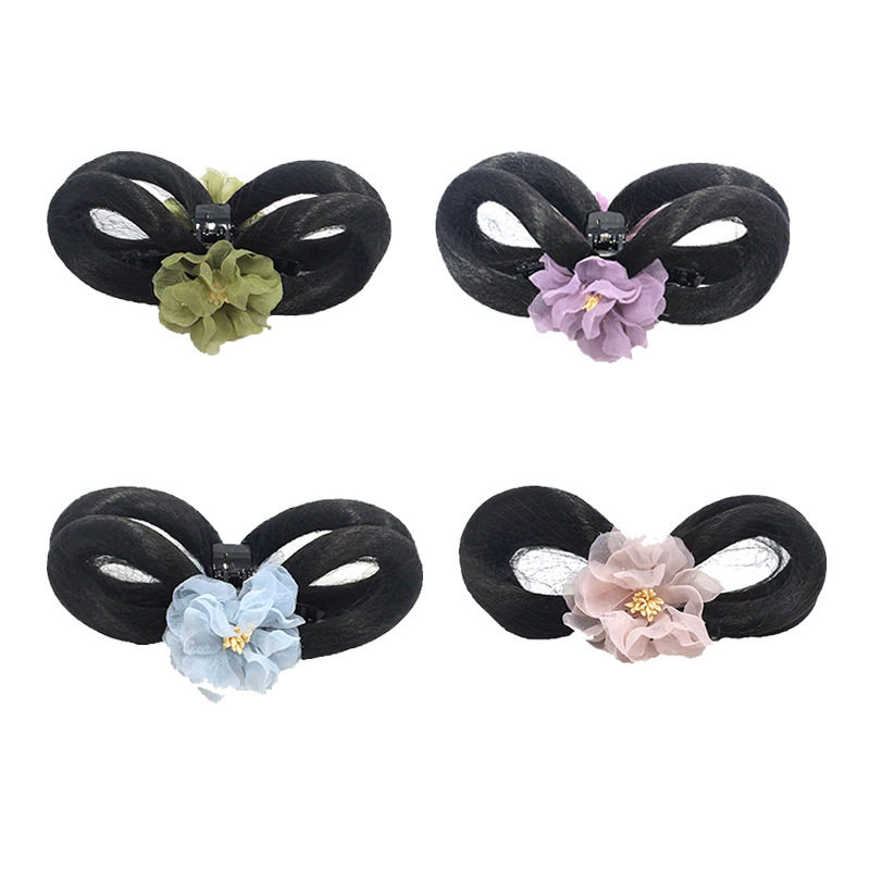 儿童汉服头饰头花古装舞台演出女童抓夹假发古风花朵盘发发髻发饰,淘宝优惠券,粉丝福利购,淘宝优惠卷