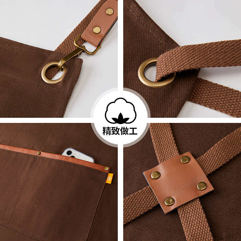 帆布围裙定制印logo高端全棉男女厨房超市防油防污美甲广告工作服,淘宝优惠券,粉丝福利购,淘宝优惠卷