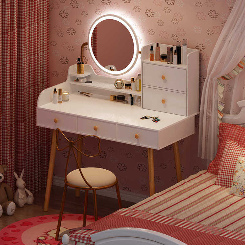 梳妆台卧室 收纳柜一体化妆台网红ins风带灯现代简约小型,淘宝优惠券,粉丝福利购,淘宝优惠卷