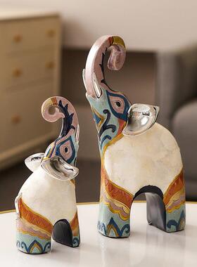 轻奢高档大象摆饰一对招财电视柜酒柜装饰品开业搬家乔迁新居礼品