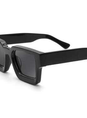 欧美大框个性墨镜男女简约潮流厚框粗腿太阳镜现货